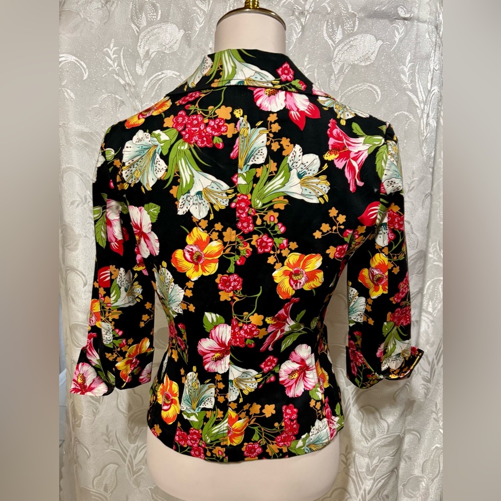 Rafaella Floral Blazer Jacket 3/4 Sleeve Size 6 - Picture 4 of 7
